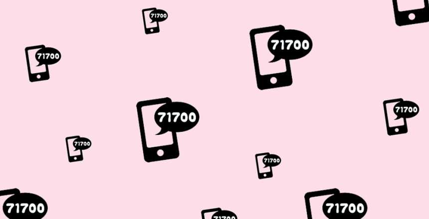Telefoner med pratbubbla med smsnummer 71700